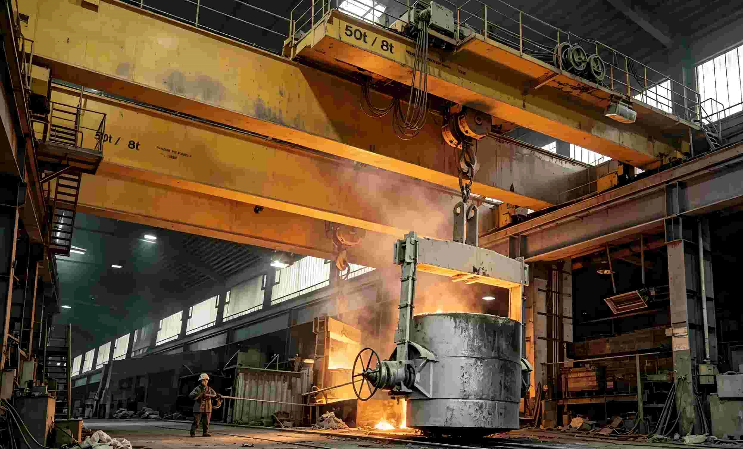 Metallurgical Double Girder Overhead Crane for Molten Metal Lifting in Foundry.webp Metallurgical Double Girder Overhead Crane for Molten Metal Lifting in Foundry.webp