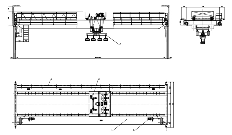 double girder overhead crane with haning beam(paralleling with the beam) 6