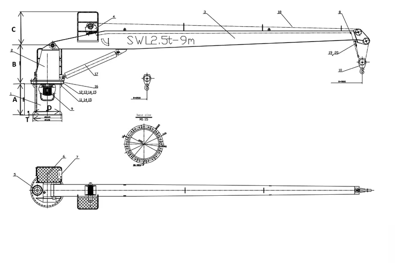 hydraulic straight boom slewing crane 6